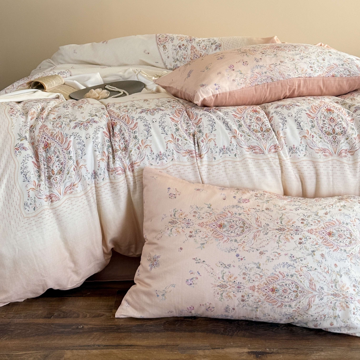 91家纺网 家纺一手货源 找家纺 窝米 2025新款全棉纯棉双层纱大版印花花卉四件套-第一组 瑞优