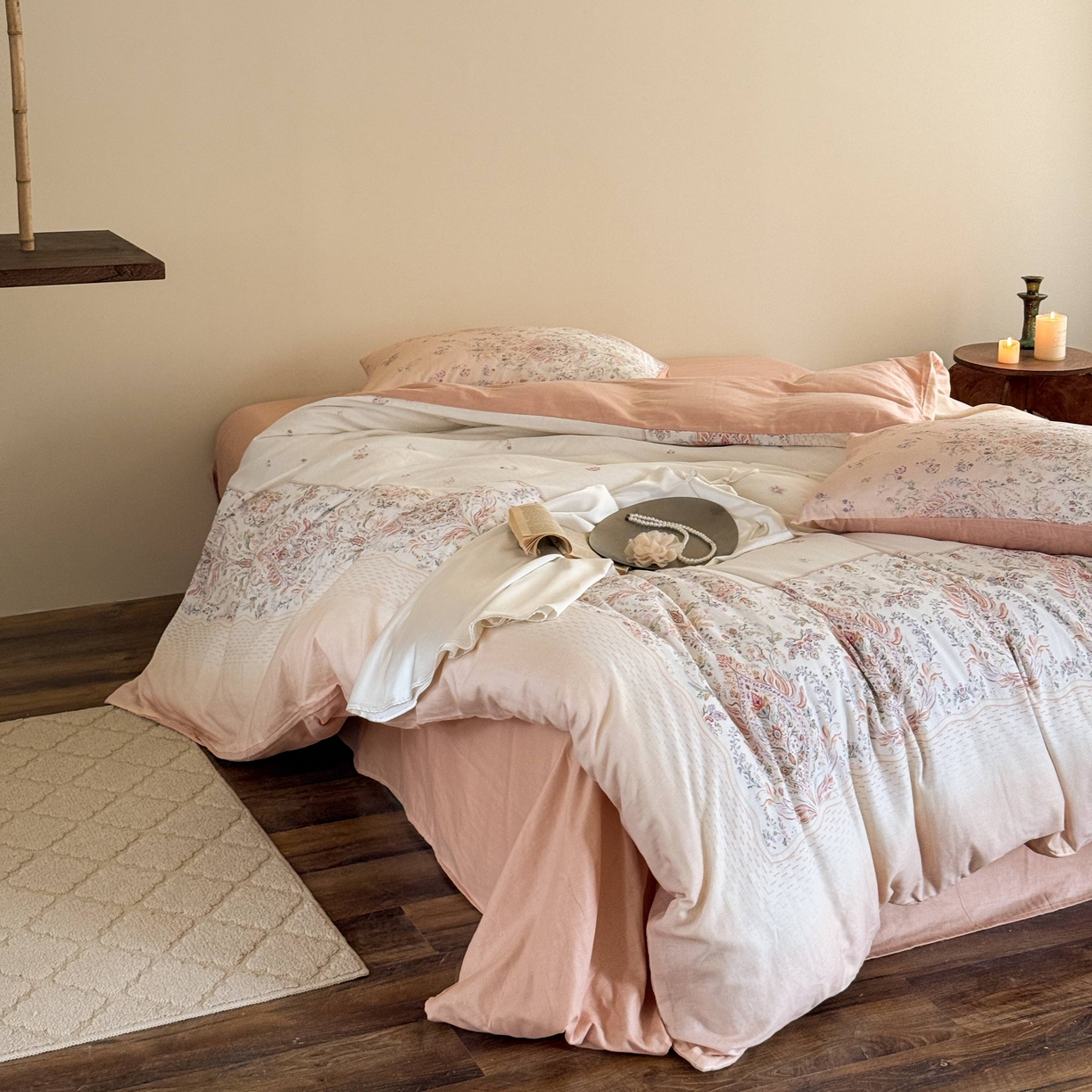 91家纺网 家纺一手货源 找家纺 窝米 2025新款全棉纯棉双层纱大版印花花卉四件套-第一组 瑞优