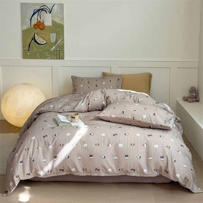 2025新品全棉A类双层纱卡通风系列四件套 狗狗家族