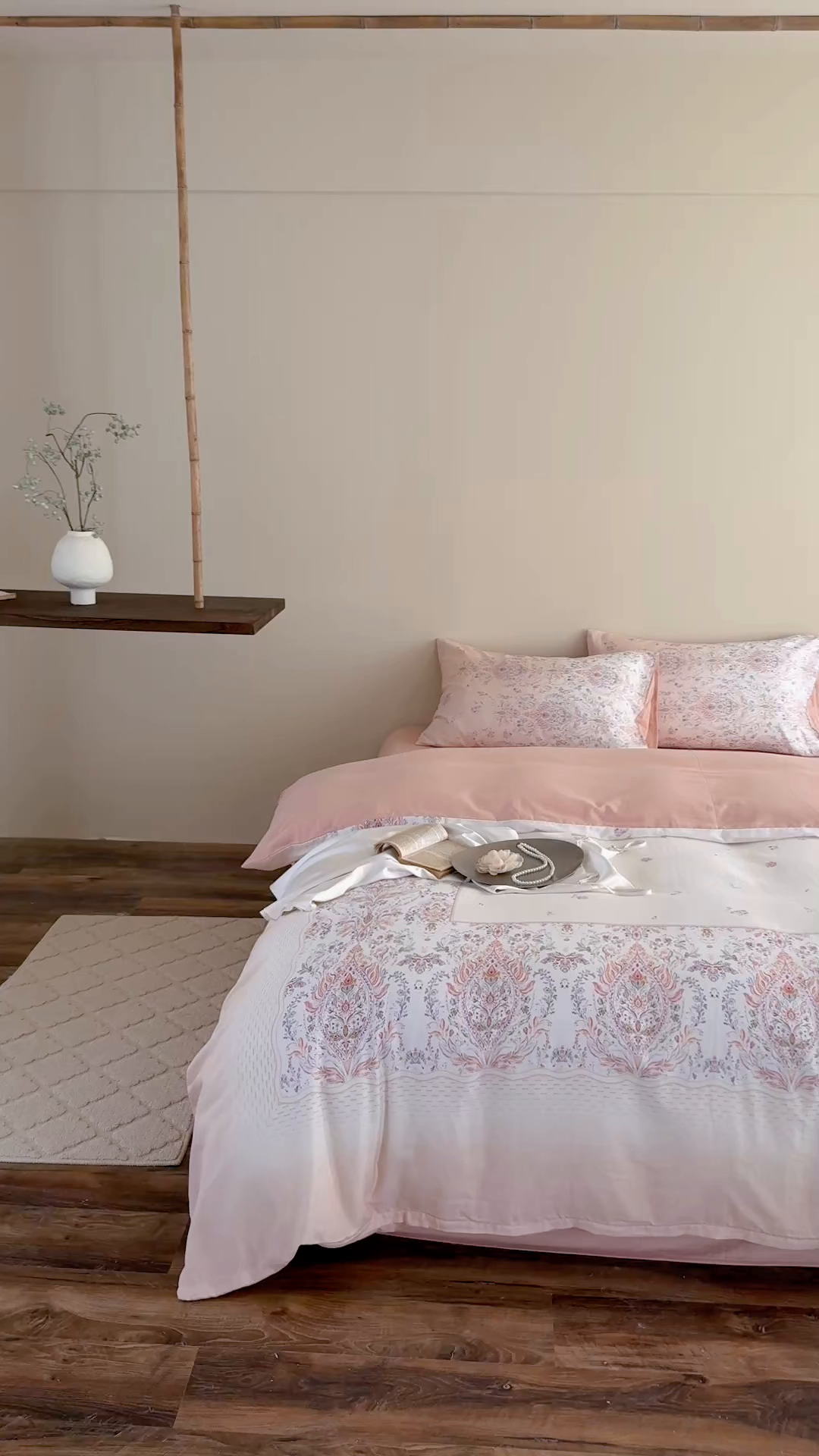 91家纺网 家纺一手货源 找家纺 窝米 2025新款全棉纯棉双层纱大版印花花卉四件套-第一组 瑞优