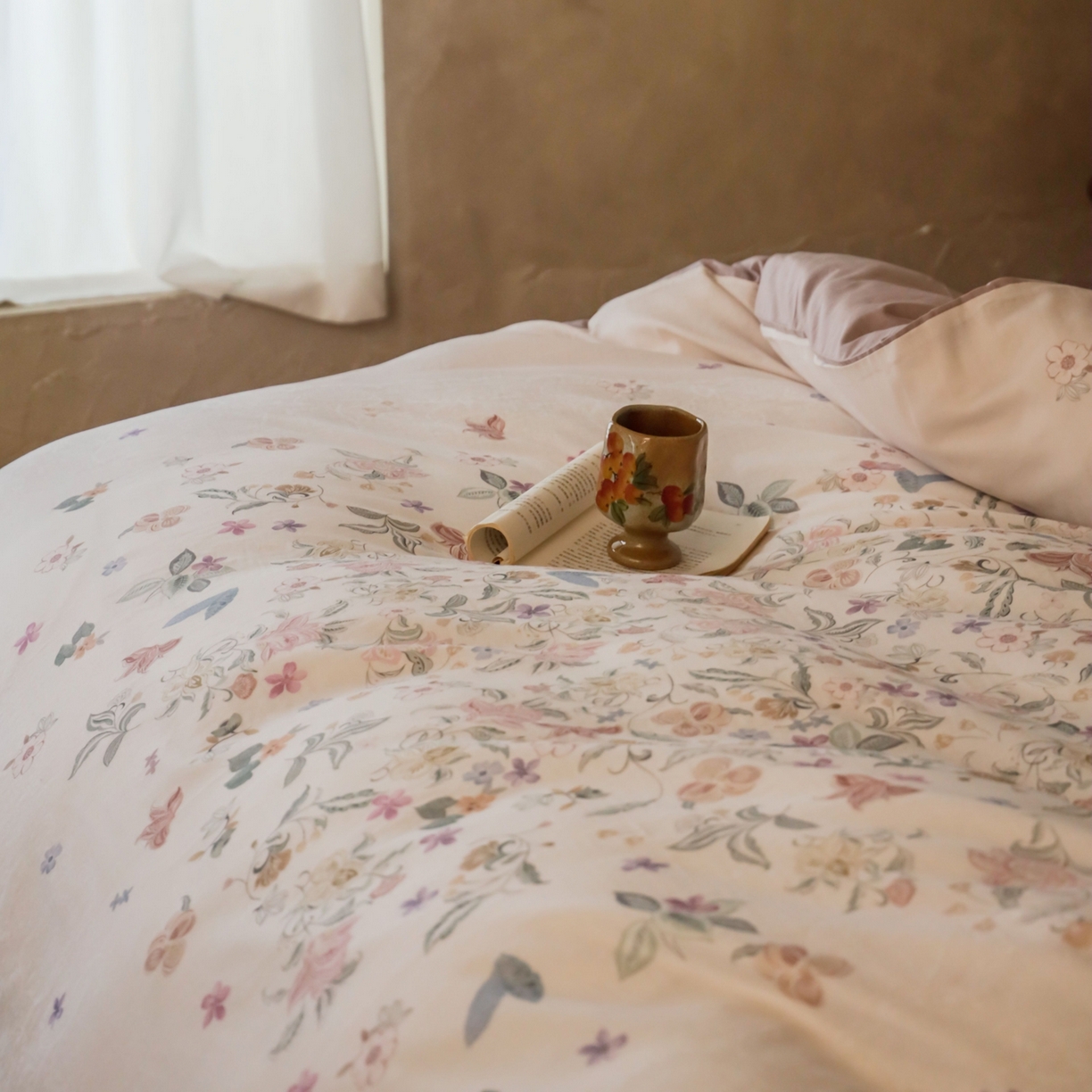 91家纺网 家纺一手货源 找家纺 （总）窝米 2025新款全棉纯棉双层纱大版印花花卉四件套-第二组