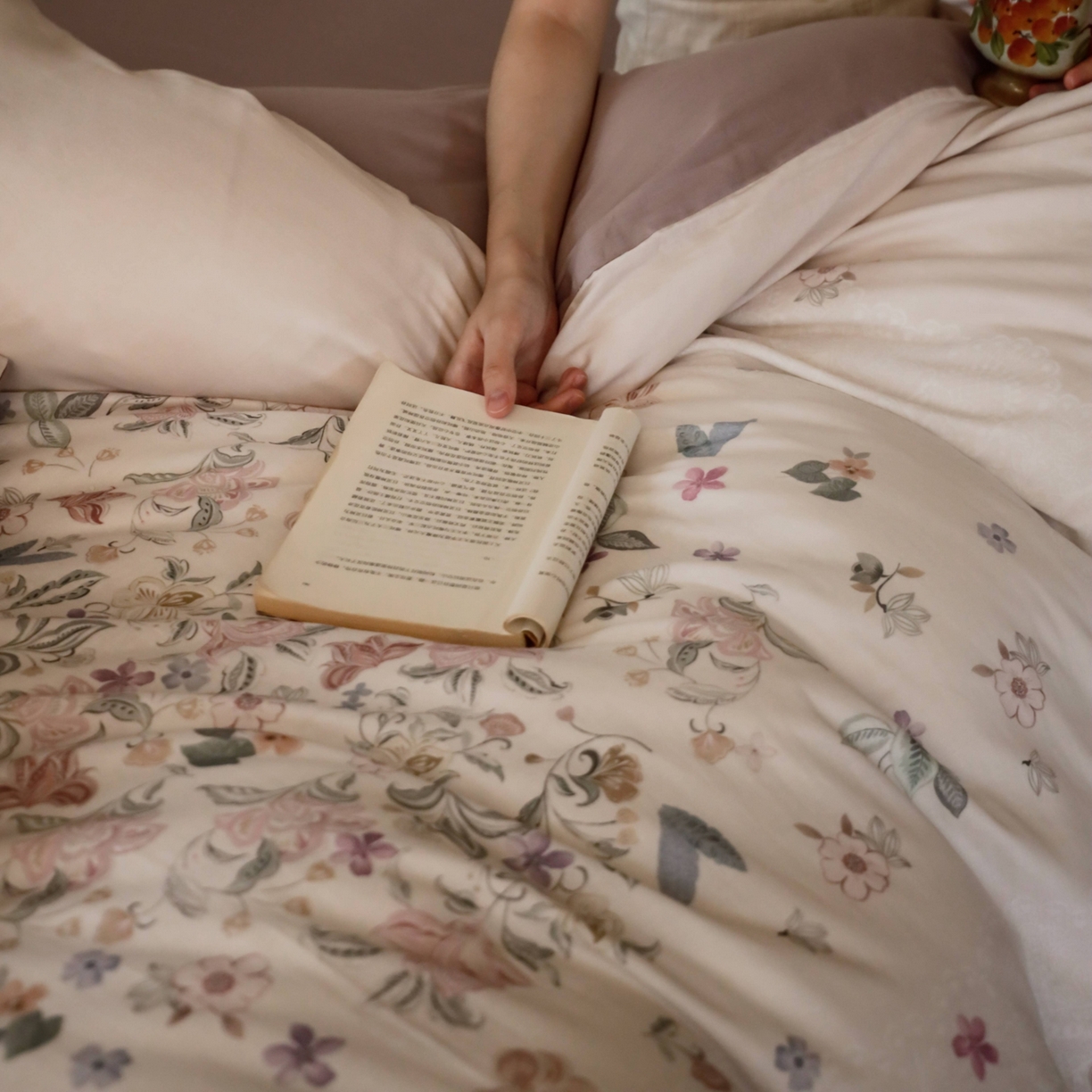 91家纺网 家纺一手货源 找家纺 （总）窝米 2025新款全棉纯棉双层纱大版印花花卉四件套-第二组