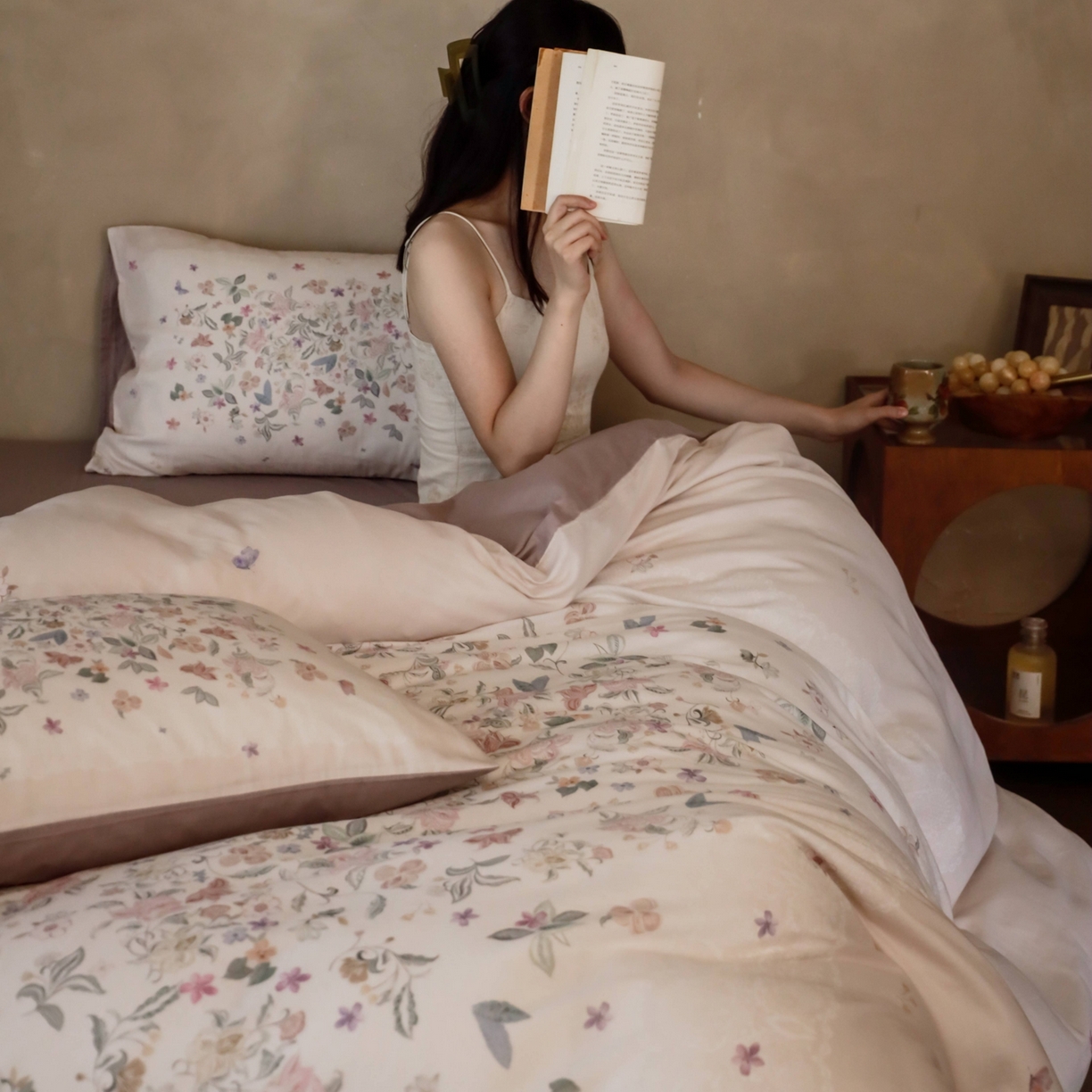 91家纺网 家纺一手货源 找家纺 （总）窝米 2025新款全棉纯棉双层纱大版印花花卉四件套-第二组