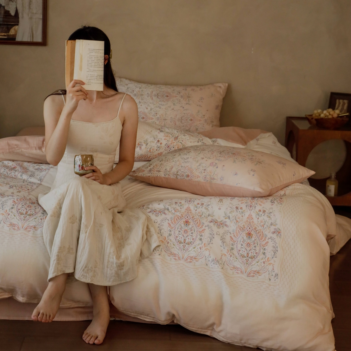 窝米 2025新款全棉纯棉双层纱大版印花花卉四件套-第二组 瑞优