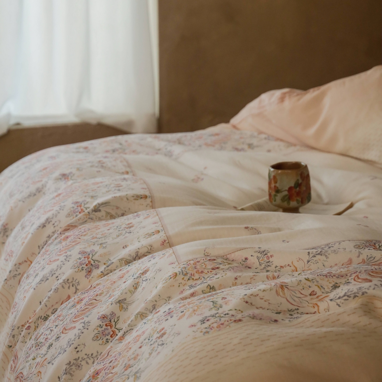 91家纺网 家纺一手货源 找家纺 窝米 2025新款全棉纯棉双层纱大版印花花卉四件套-第二组 瑞优