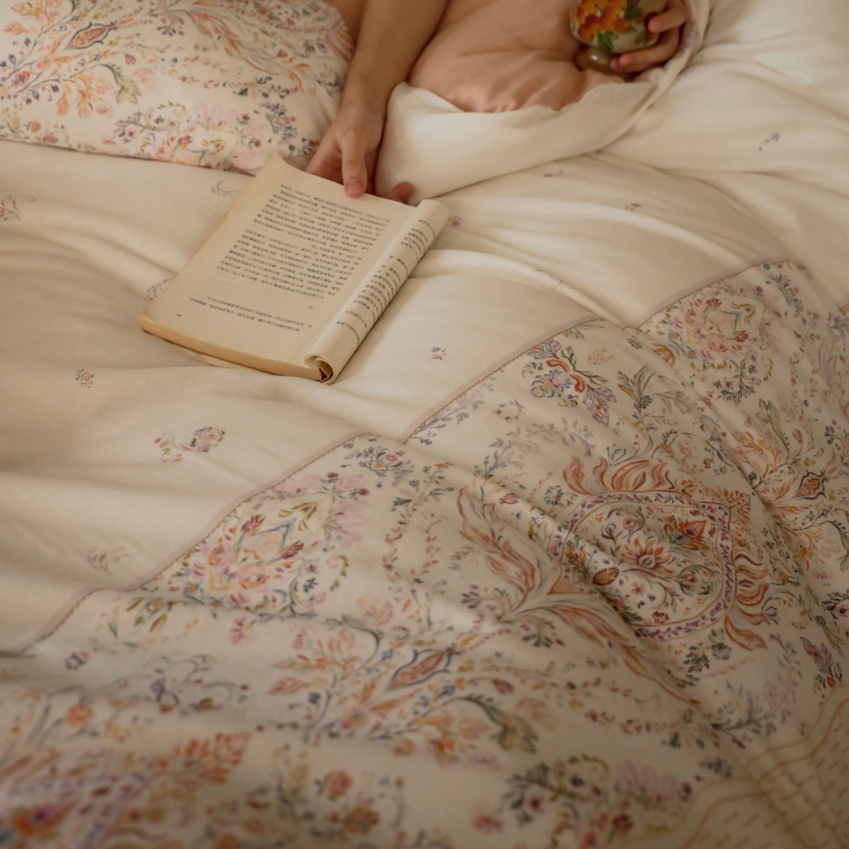 91家纺网 家纺一手货源 找家纺 窝米 2025新款全棉纯棉双层纱大版印花花卉四件套-第二组 瑞优