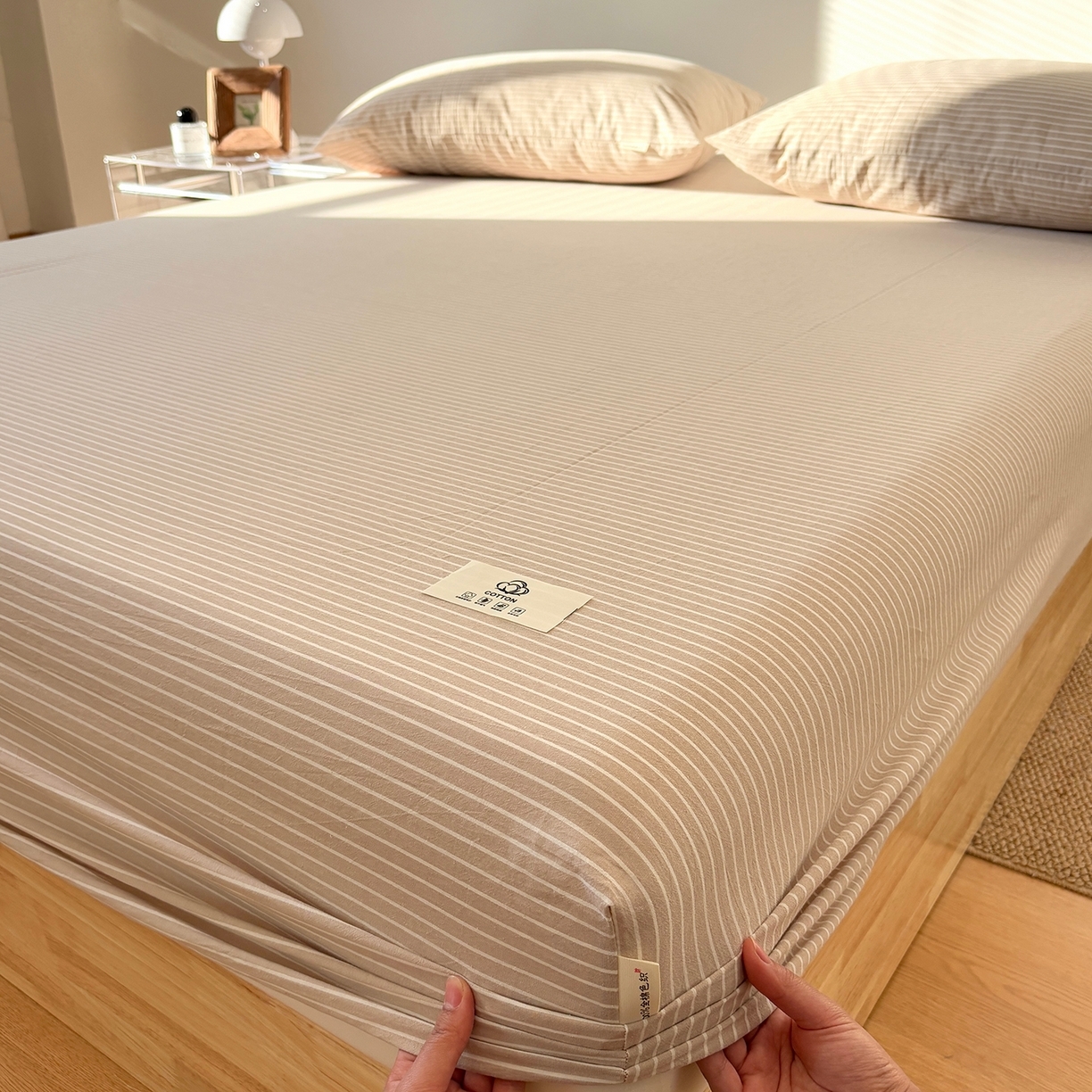 91家纺网 家纺一手货源 找家纺 （总）居眠 2025新款单层色织水洗格子全棉纯棉单床笠床笠单件单品床笠