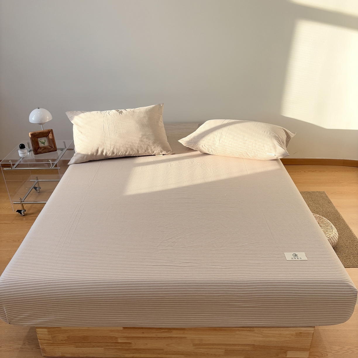 91家纺网 家纺一手货源 找家纺 （总）居眠 2025新款单层色织水洗格子全棉纯棉单床笠床笠单件单品床笠