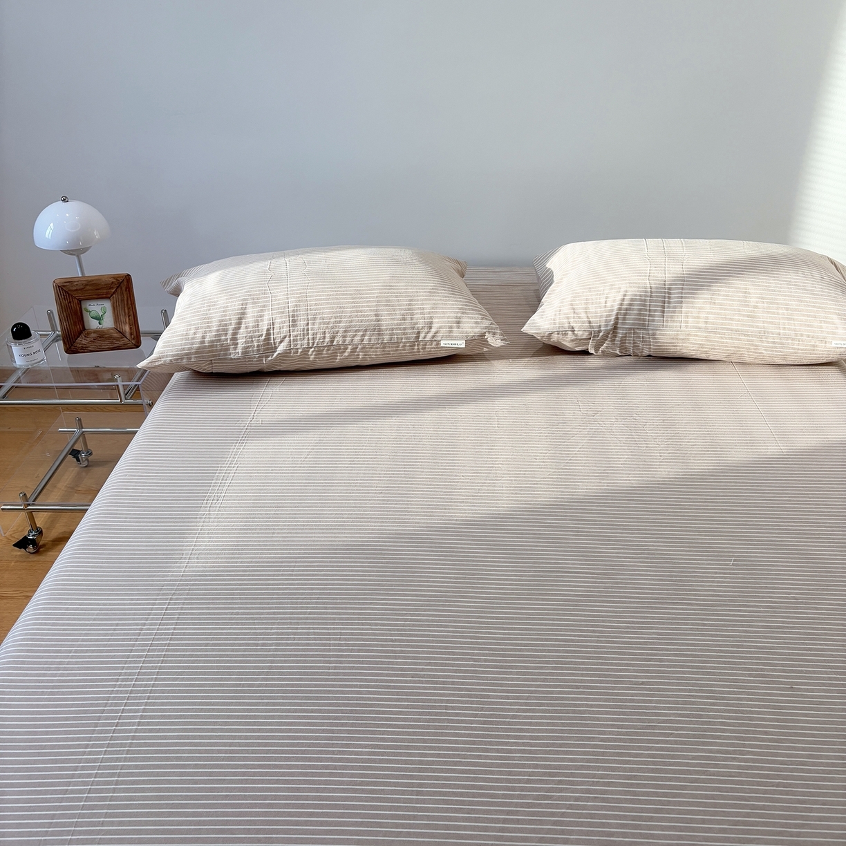 91家纺网 家纺一手货源 找家纺 （总）居眠 2025新款单层色织水洗格子全棉纯棉单床笠床笠单件单品床笠