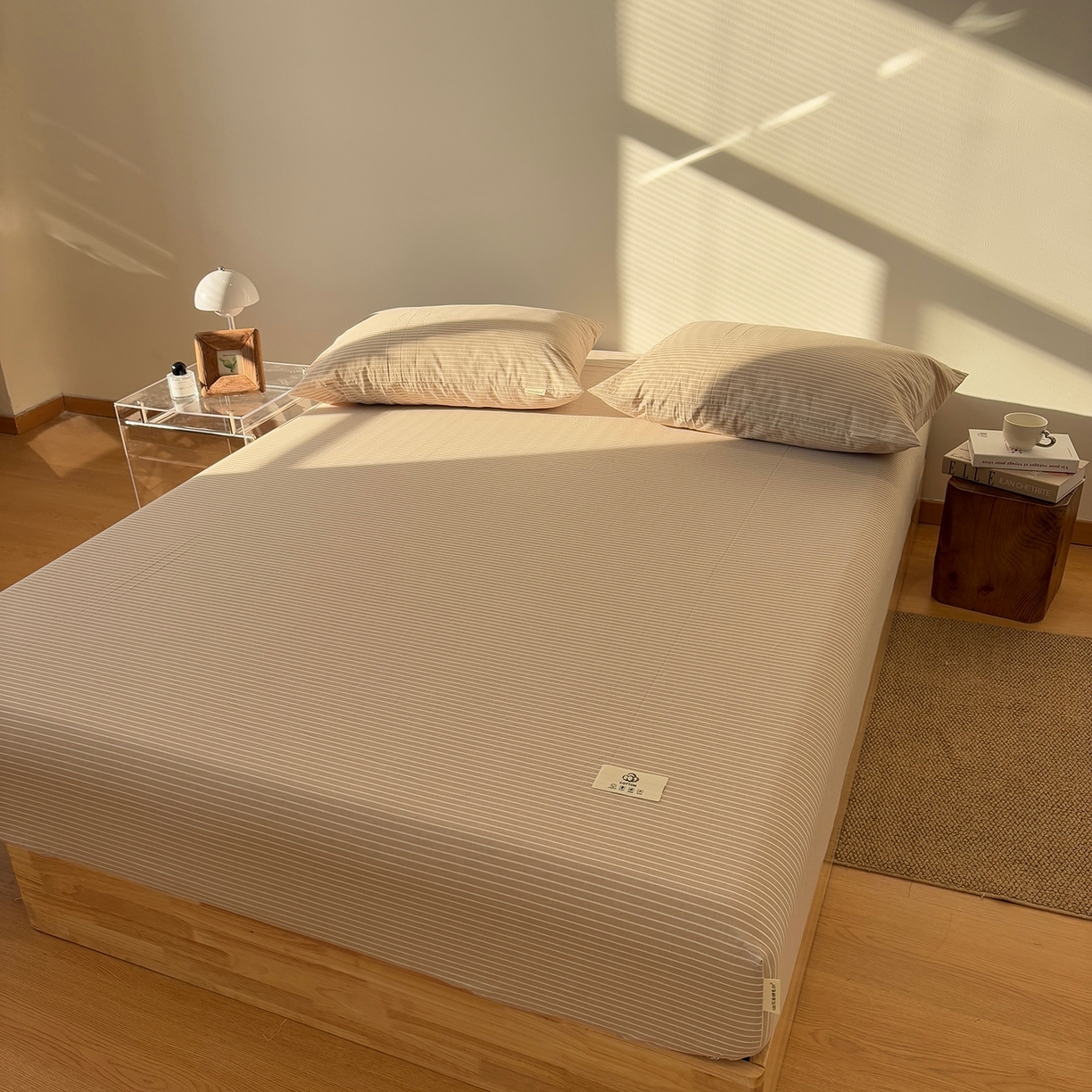 91家纺网 家纺一手货源 找家纺 （总）居眠 2025新款单层色织水洗格子全棉纯棉单床笠床笠单件单品床笠