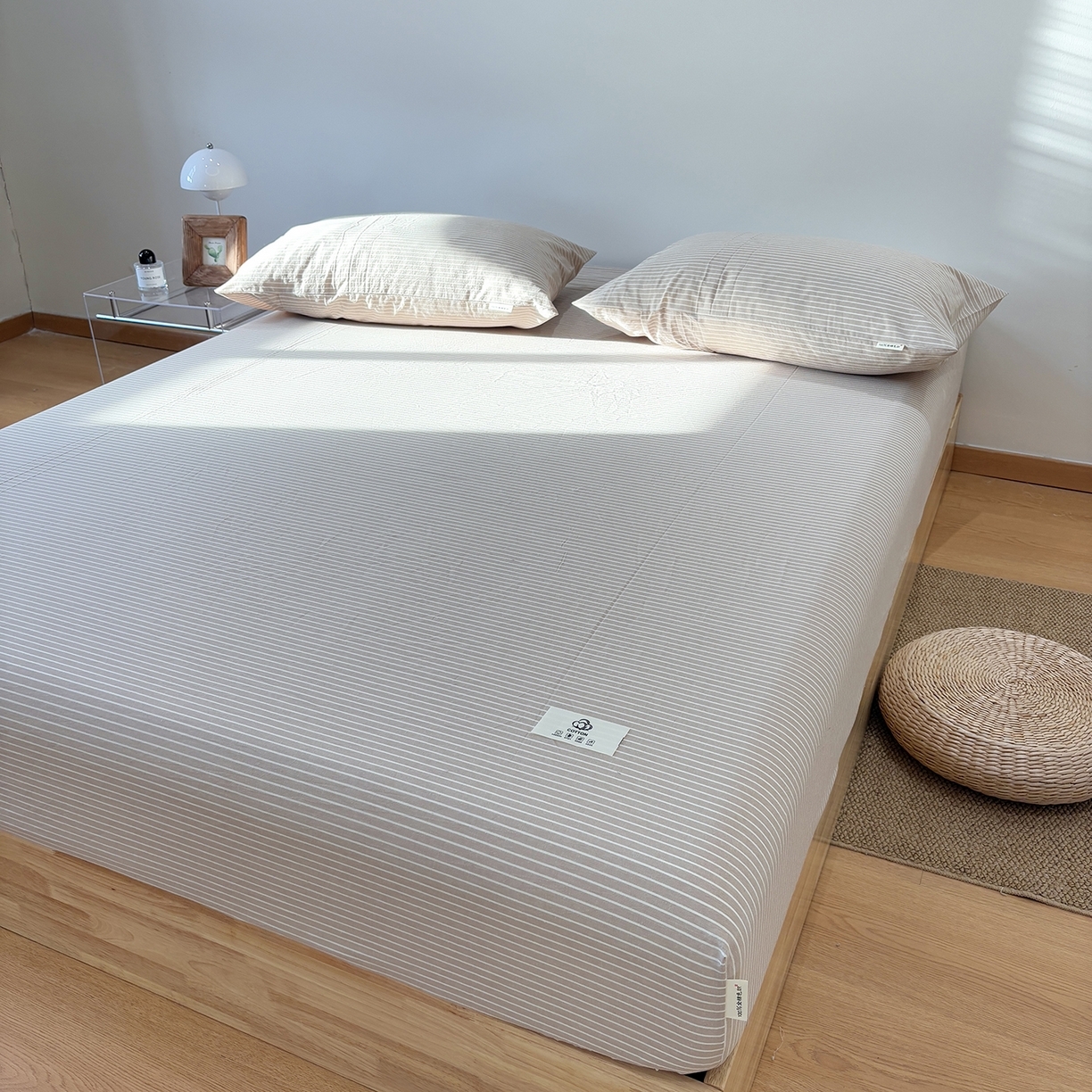 91家纺网 家纺一手货源 找家纺 （总）居眠 2025新款单层色织水洗格子全棉纯棉单床笠床笠单件单品床笠