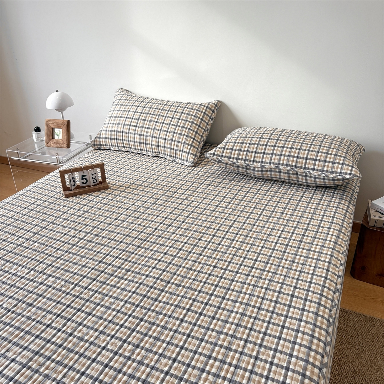 91家纺网 家纺一手货源 找家纺 （总）居眠 2025新款格子全棉纯棉水洗棉棉花单床笠床笠单件单品床笠