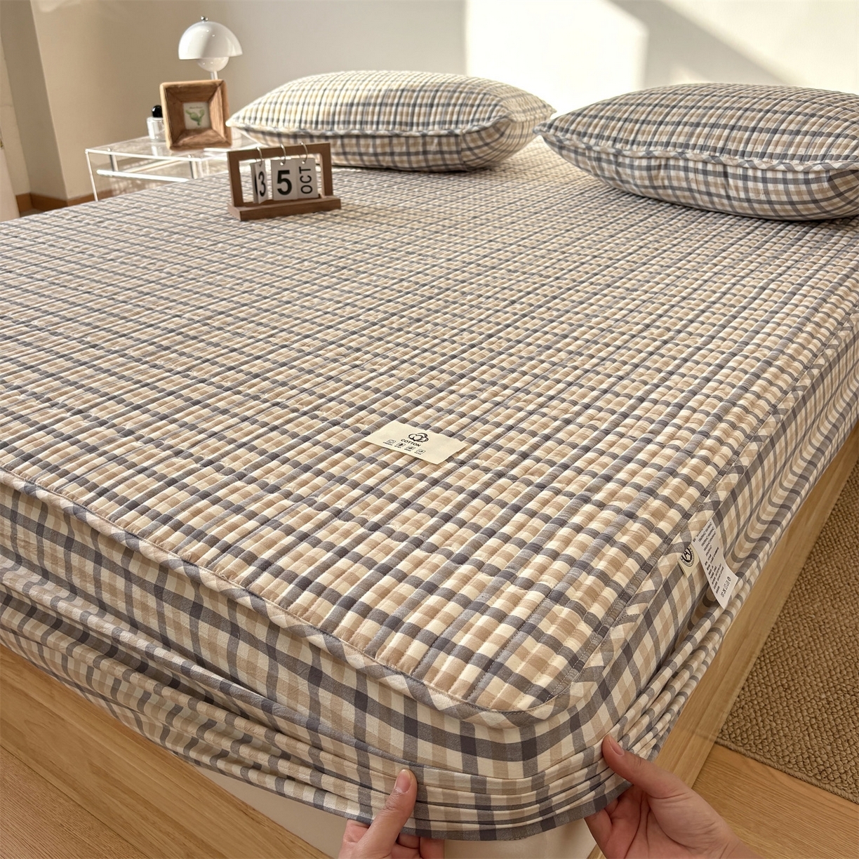 91家纺网 家纺一手货源 找家纺 （总）居眠 2025新款格子全棉纯棉水洗棉棉花单床笠床笠单件单品床笠