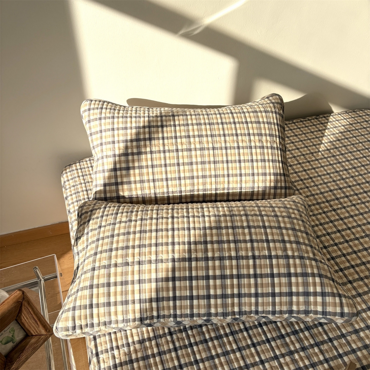 91家纺网 家纺一手货源 找家纺 （总）居眠 2025新款格子全棉纯棉水洗棉棉花单床笠床笠单件单品床笠