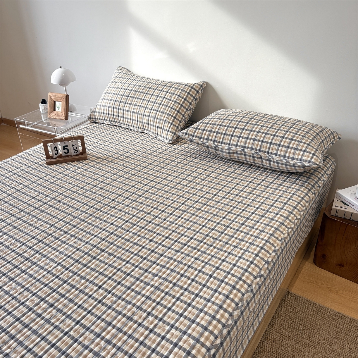 91家纺网 家纺一手货源 找家纺 （总）居眠 2025新款格子全棉纯棉水洗棉棉花单床笠床笠单件单品床笠