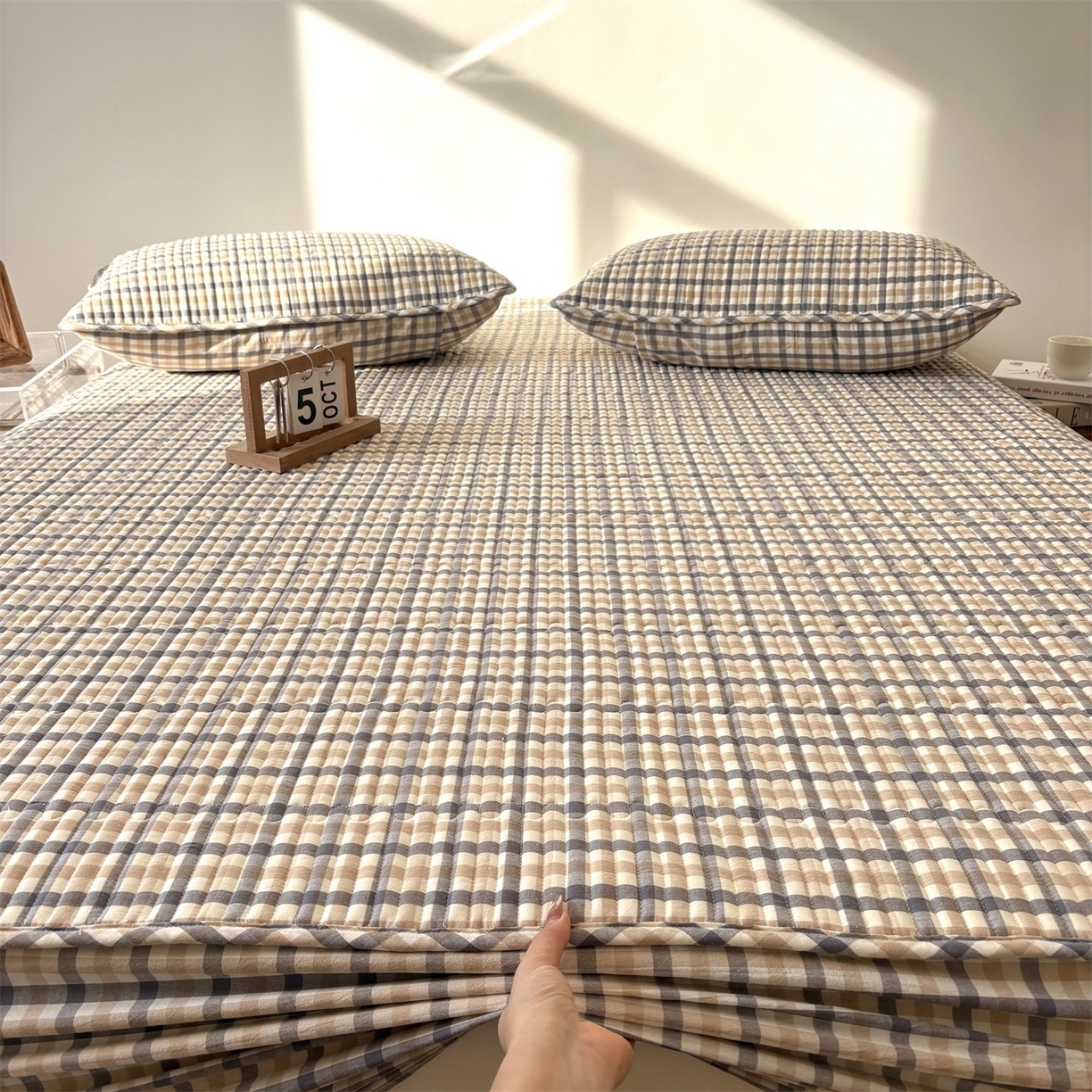 91家纺网 家纺一手货源 找家纺 （总）居眠 2025新款格子全棉纯棉水洗棉棉花单床笠床笠单件单品床笠