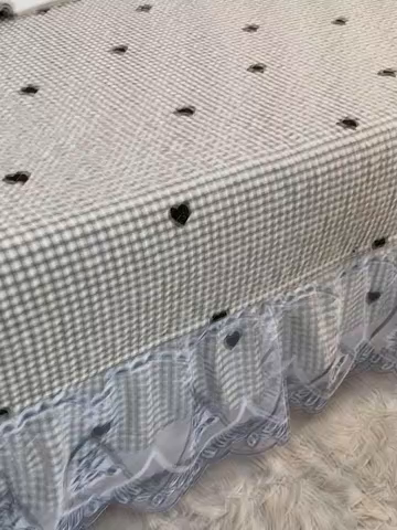 91家纺网 家纺一手货源 找家纺 羽爱 2025全棉印花A类榻榻米床盖爱心格黑