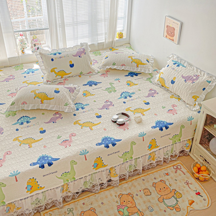 91家纺网 家纺一手货源 找家纺 羽爱 2025全棉印花A类榻榻米床盖百变恐龙