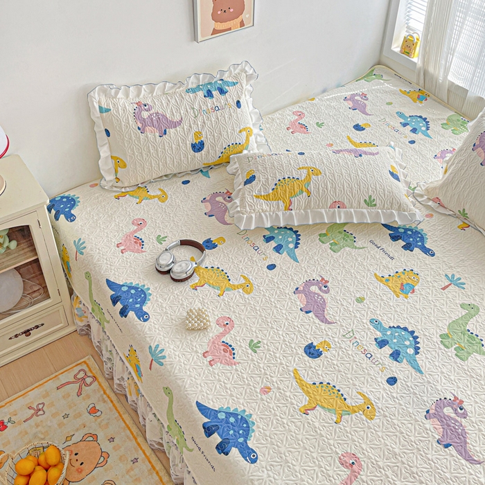 91家纺网 家纺一手货源 找家纺 羽爱 2025全棉印花A类榻榻米床盖百变恐龙