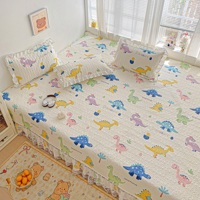 91家纺网 家纺一手货源 找家纺 羽爱 2025全棉印花A类榻榻米床盖百变恐龙