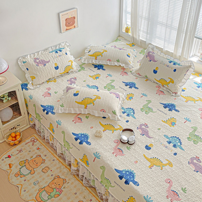 91家纺网 家纺一手货源 找家纺 羽爱 2025全棉印花A类榻榻米床盖百变恐龙