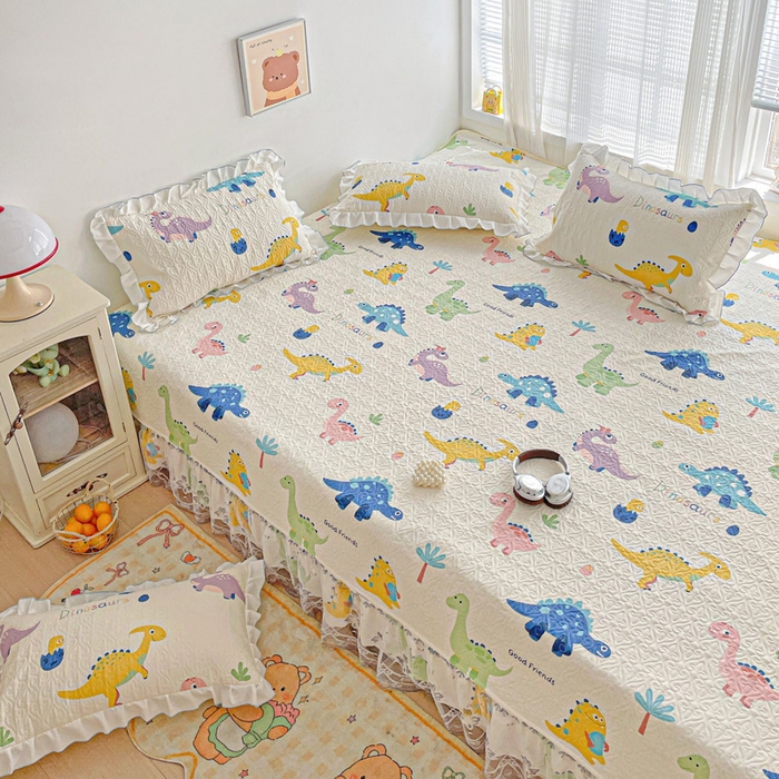 91家纺网 家纺一手货源 找家纺 羽爱 2025全棉印花A类榻榻米床盖百变恐龙