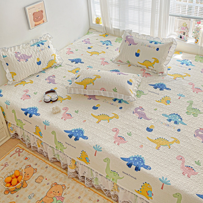 91家纺网 家纺一手货源 找家纺 羽爱 2025全棉印花A类榻榻米床盖百变恐龙