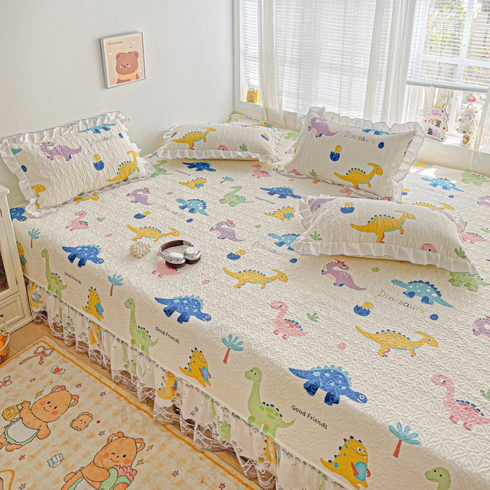 91家纺网 家纺一手货源 找家纺 羽爱 2025全棉印花A类榻榻米床盖百变恐龙