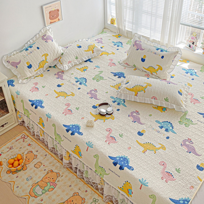 91家纺网 家纺一手货源 找家纺 羽爱 2025全棉印花A类榻榻米床盖百变恐龙