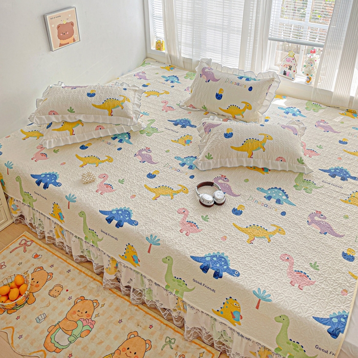 91家纺网 家纺一手货源 找家纺 羽爱 2025全棉印花A类榻榻米床盖百变恐龙