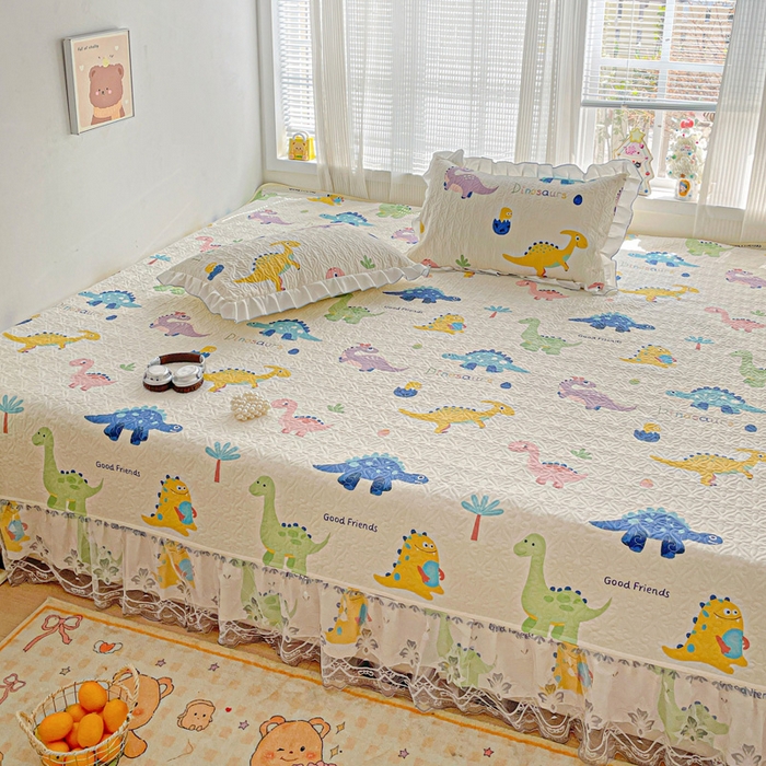 91家纺网 家纺一手货源 找家纺 羽爱 2025全棉印花A类榻榻米床盖百变恐龙