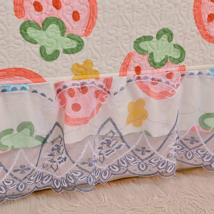 91家纺网 家纺一手货源 找家纺 羽爱 2025全棉印花A类榻榻米床盖草莓心情