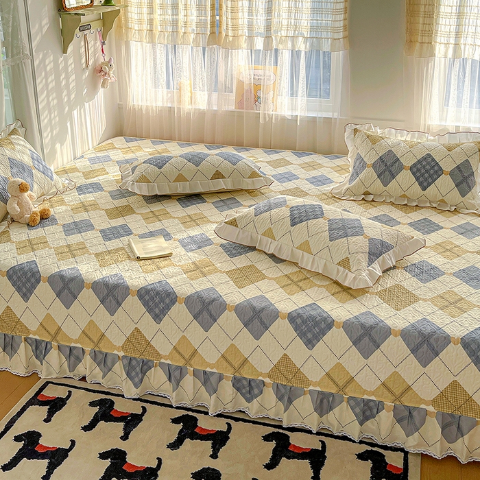 91家纺网 家纺一手货源 找家纺 羽爱 2025全棉印花A类榻榻米床盖格韵