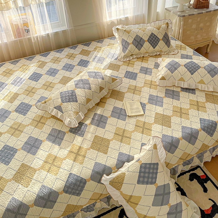 91家纺网 家纺一手货源 找家纺 羽爱 2025全棉印花A类榻榻米床盖格韵