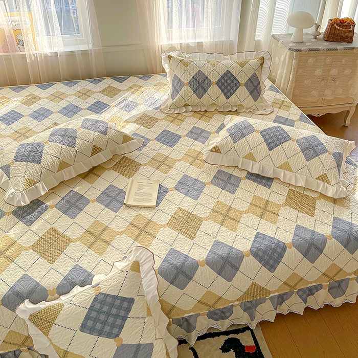 91家纺网 家纺一手货源 找家纺 羽爱 2025全棉印花A类榻榻米床盖格韵