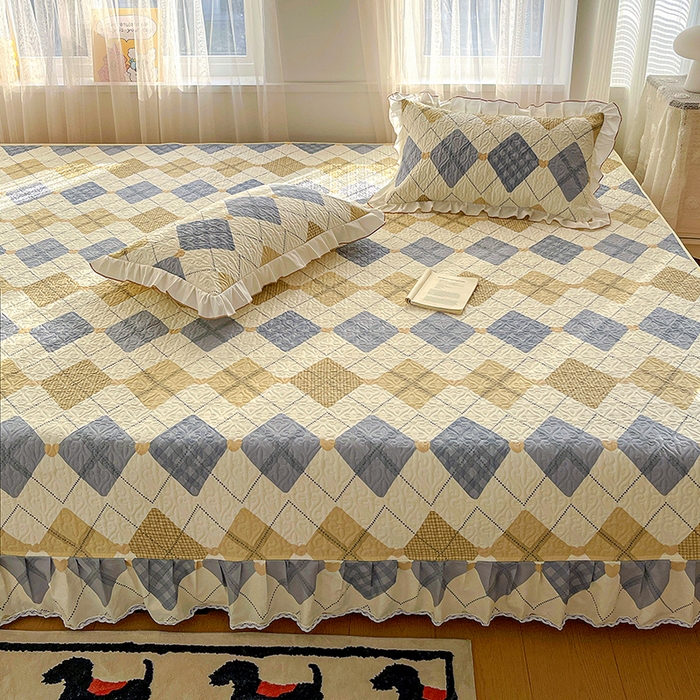 91家纺网 家纺一手货源 找家纺 羽爱 2025全棉印花A类榻榻米床盖格韵