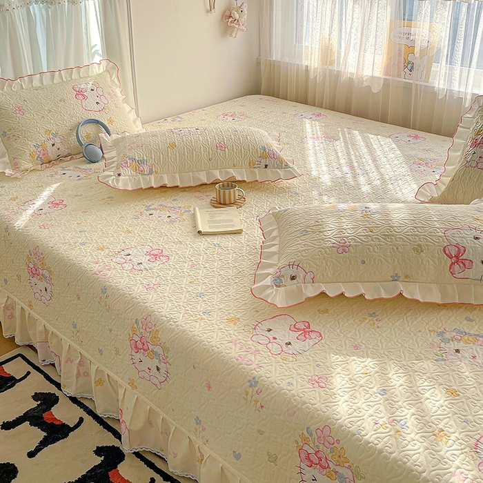 91家纺网 家纺一手货源 找家纺 羽爱 2025全棉印花A类榻榻米床盖可爱喵