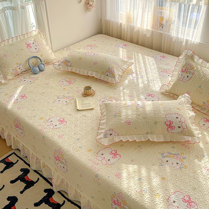 91家纺网 家纺一手货源 找家纺 羽爱 2025全棉印花A类榻榻米床盖可爱喵