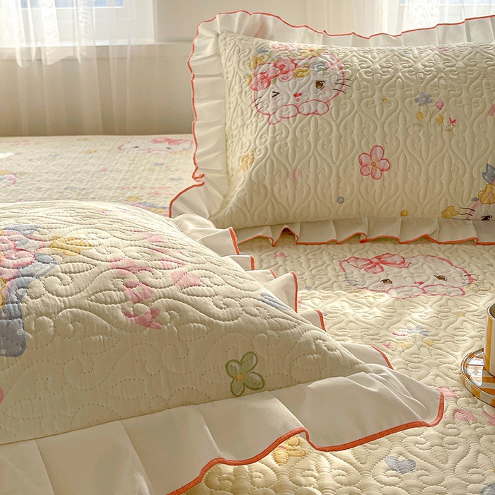 91家纺网 家纺一手货源 找家纺 羽爱 2025全棉印花A类榻榻米床盖可爱喵