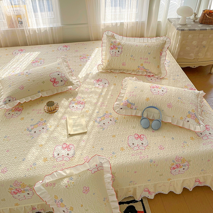 91家纺网 家纺一手货源 找家纺 羽爱 2025全棉印花A类榻榻米床盖可爱喵