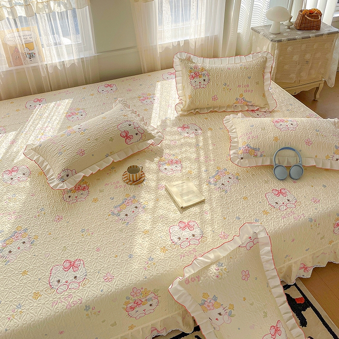 91家纺网 家纺一手货源 找家纺 羽爱 2025全棉印花A类榻榻米床盖可爱喵