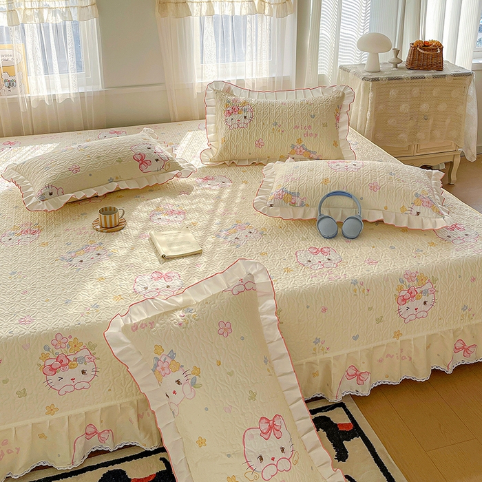 91家纺网 家纺一手货源 找家纺 羽爱 2025全棉印花A类榻榻米床盖可爱喵