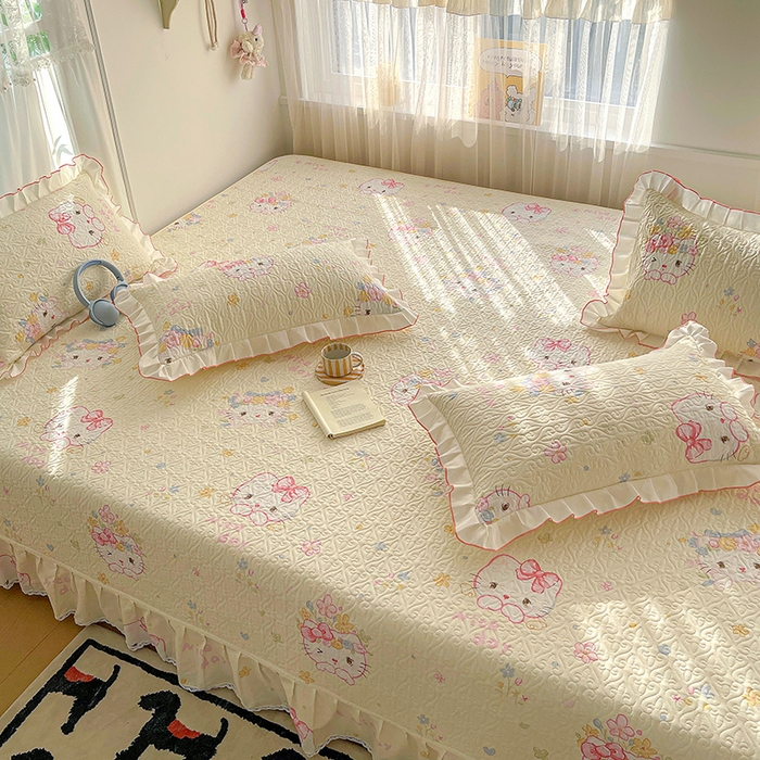 91家纺网 家纺一手货源 找家纺 羽爱 2025全棉印花A类榻榻米床盖可爱喵