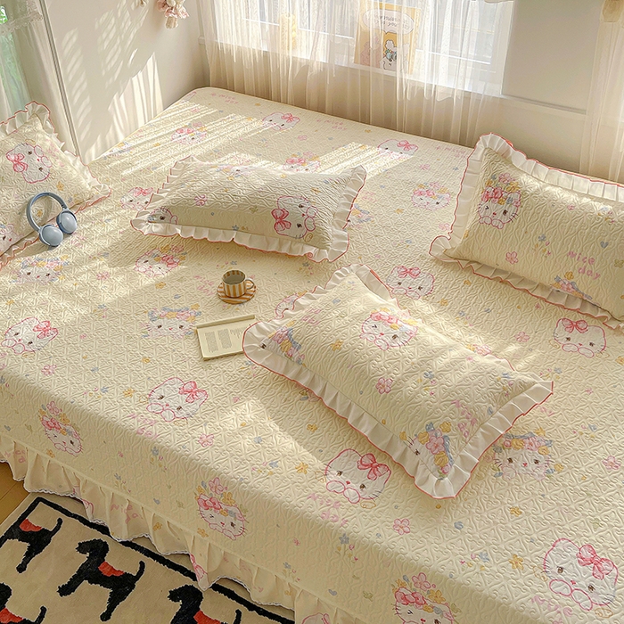 91家纺网 家纺一手货源 找家纺 羽爱 2025全棉印花A类榻榻米床盖可爱喵