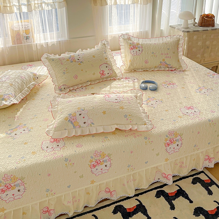 91家纺网 家纺一手货源 找家纺 羽爱 2025全棉印花A类榻榻米床盖可爱喵