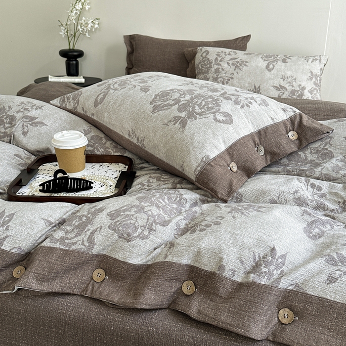 91家纺网 家纺一手货源 找家纺 （总）漫仙阁家纺 2025秋冬新品加厚高克重复古风双层纱印花四件套