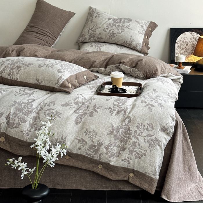 （总）漫仙阁家纺 2025秋冬新品加厚高克重复古风双层纱印花四件套