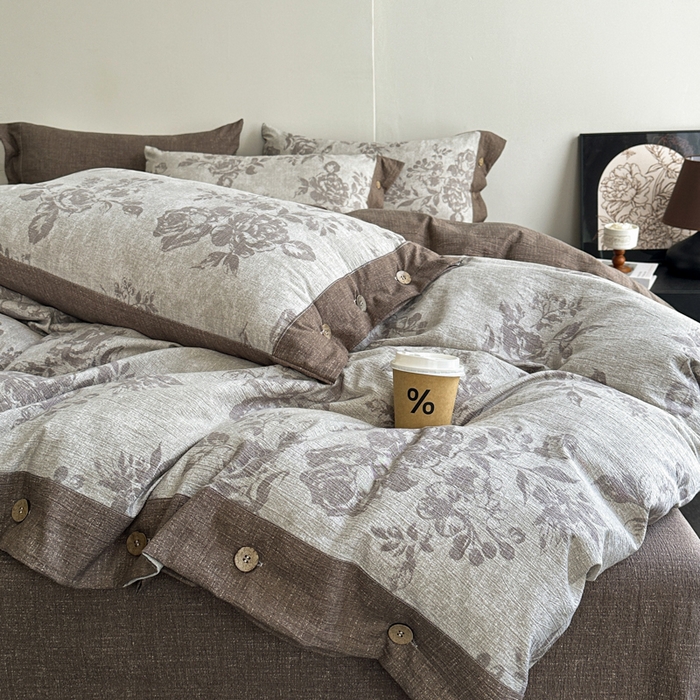 91家纺网 家纺一手货源 找家纺 （总）漫仙阁家纺 2025秋冬新品加厚高克重复古风双层纱印花四件套