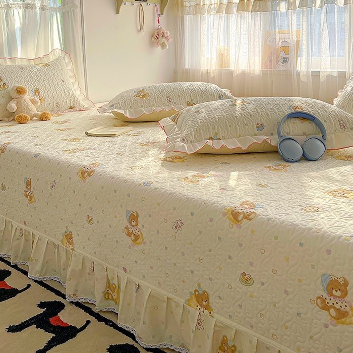 91家纺网 家纺一手货源 找家纺 羽爱 2025全棉印花A类榻榻米床盖快乐熊