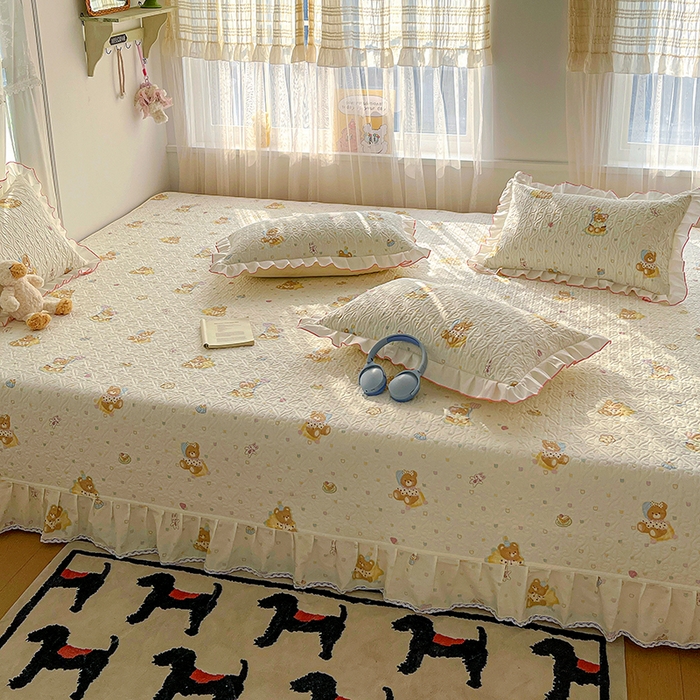 91家纺网 家纺一手货源 找家纺 羽爱 2025全棉印花A类榻榻米床盖快乐熊